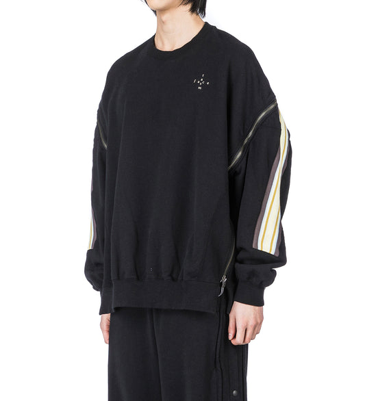 ZIPPER RIB SWEAT BLACK