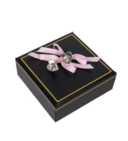 BOW STUDS SILVER/PINK