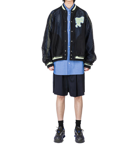 PLEATED WOOL SHORTS NAVY