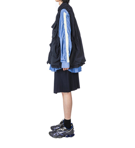 PLEATED WOOL SHORTS NAVY