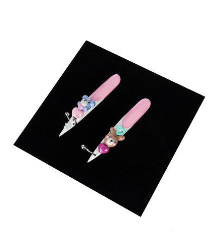 KAWAII STILETTO NAIL EARRINGS MULTI/SILVER