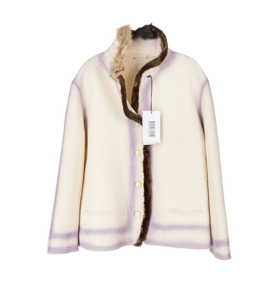 SPRAYERS CARDIGAN FUR COLLAR VIOLET/GREY