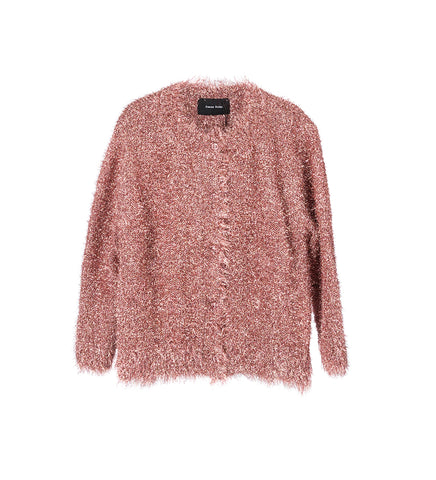 TINSEL KNIT SWEATER JACKET PINK