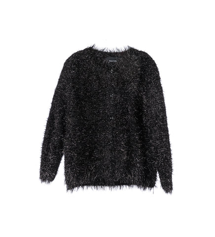TINSEL KNIT SWEATER JACKET BLACK