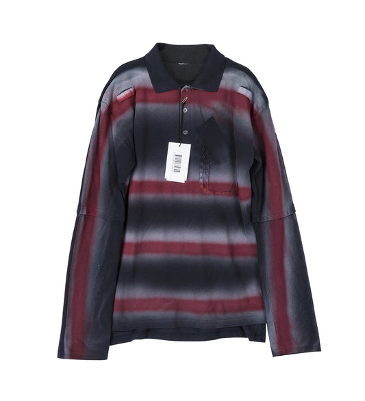 SPRAYED POLO LONGSLEEVE NAVY