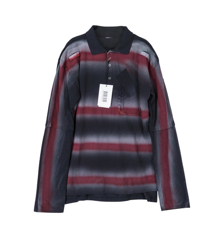 SPRAYED POLO LONGSLEEVE NAVY