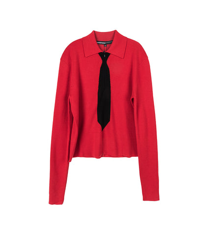 BLACK TIE KNITTED ZIP UP POLO RED