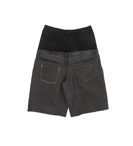 DYED DENIM SHORTS BLACK