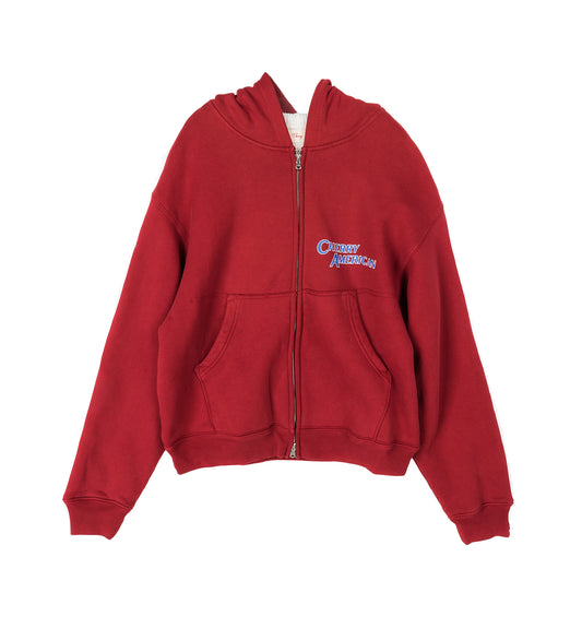 C.A THERMAL ZIP UP HOODIE SUN FADED RED