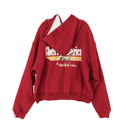 C.A THERMAL ZIP UP HOODIE SUN FADED RED