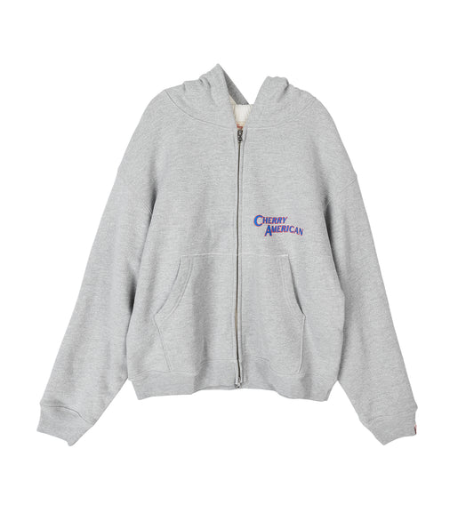C.A THERMAL ZIP UP HOODIE HEATHER GREY