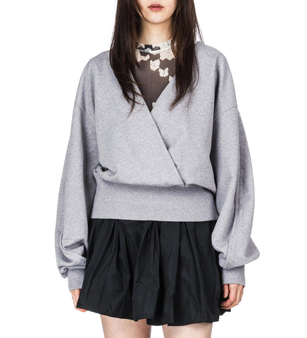 ROUNDED WRAP SWEATSHIRT GREY MELANGE