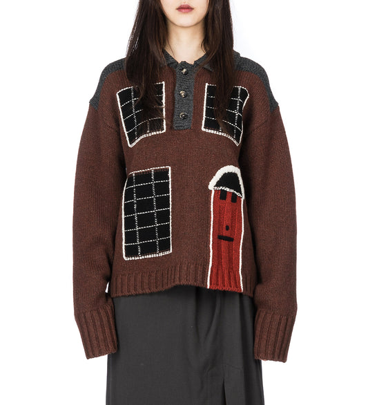 HOUSE POLO JUMPER DARK BROWN