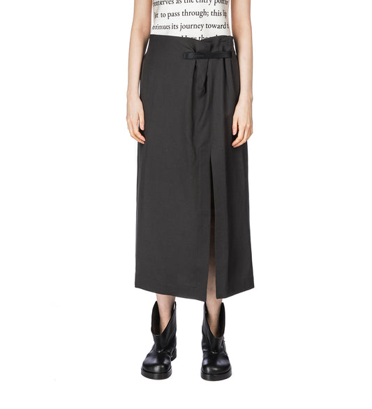 STRAP DETAIL SLIT SKIRT CHARCOAL