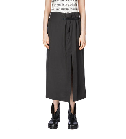 STRAP DETAIL SLIT SKIRT CHARCOAL