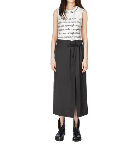 STRAP DETAIL SLIT SKIRT CHARCOAL