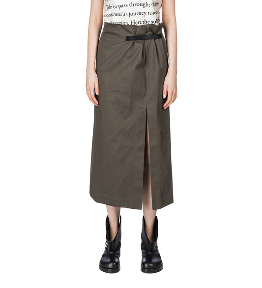 STRAP DETAIL SLIT SKIRT KHAKI
