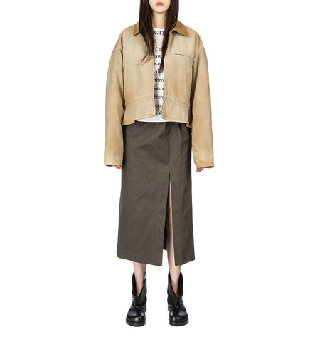 STRAP DETAIL SLIT SKIRT KHAKI