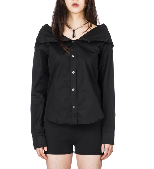 KAONASHI SHIRT BLACK SATIN