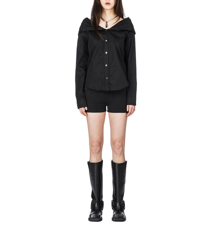 KAONASHI SHIRT BLACK SATIN