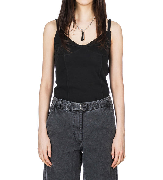 CAMI TANK WASHED BLACK ATHLETIC RIB