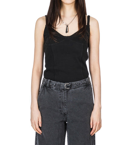 CAMI TANK WASHED BLACK ATHLETIC RIB