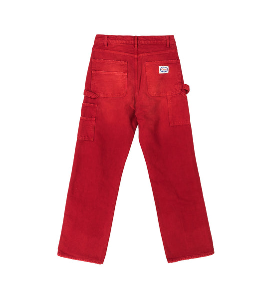 WIDE LEG DOUBLE KNEE SUN FADED RED