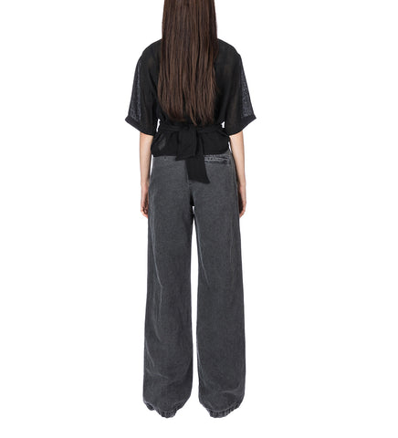 NANNAS SHIRT SHORTSLEEVE BLACK SPARSE CREPE WEAVE