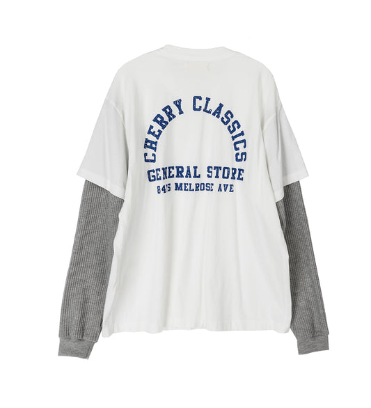 GENERAL STORE BOXY LONG SLEEVE THERMAL VINTAGE WHITE