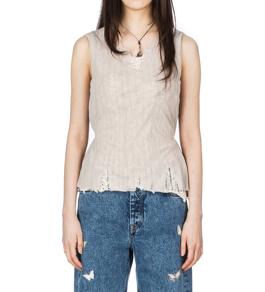 RAGGED VEST TAUPE NYLON MESH