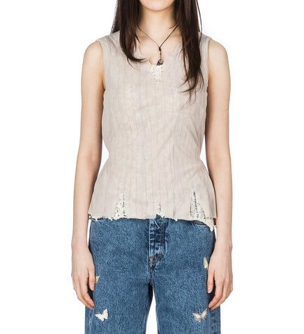 RAGGED VEST TAUPE NYLON MESH