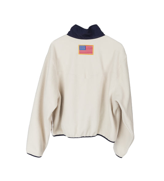 RACING HALF ZIP FLEECE CREAM/NAVY