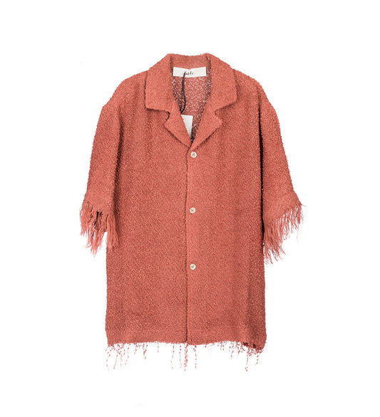 FAUSTO SHIRT WASHED FRINGED RED