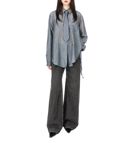 APRON SHIRT PICNIC CHECK COTTON SILK