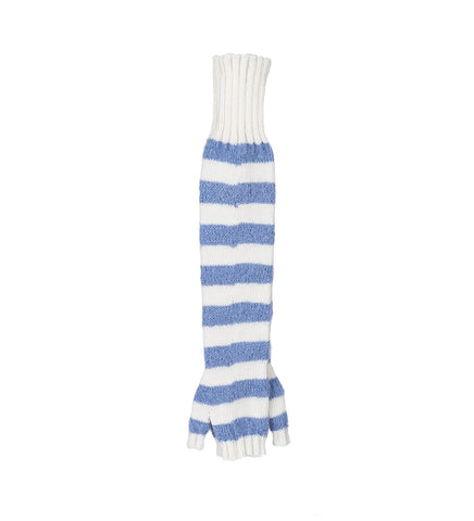 MERINO AND MOHAIR HAND KNITTED LONG GLOVES WHITE/BLUE