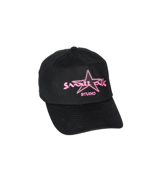 ST STAR APPLIQUE HAT BLACK/PINK