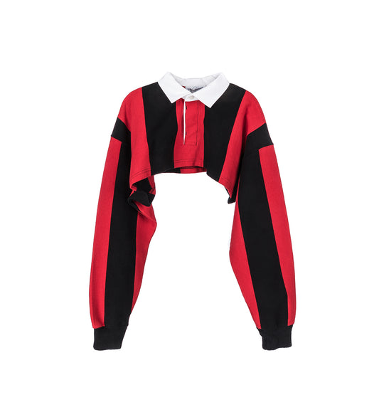 CROPPED RUGBY SHIRT RED/BLACK