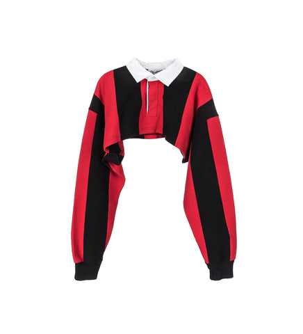 CROPPED RUGBY SHIRT RED/BLACK