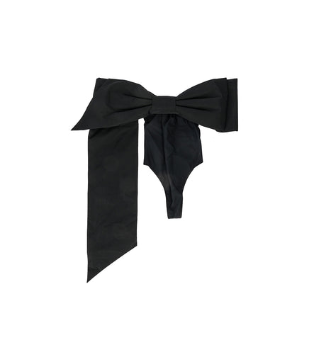 BOW LEOTARD TOP BLACK
