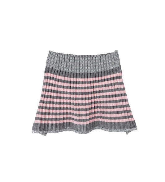 KNITTED MIDI SKIRT GREY/ROSE