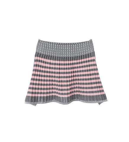 KNITTED MIDI SKIRT GREY/ROSE