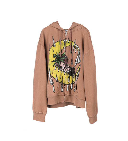 ERI ZIP UP HOODIE BROWN
