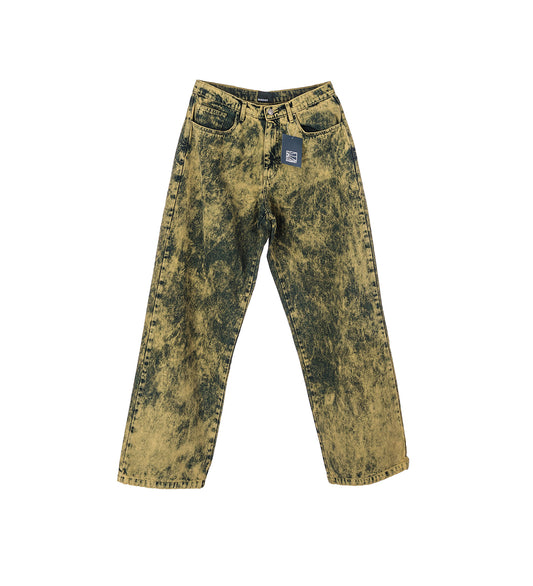 WASH BAGGY DENIM PANTS GREEN