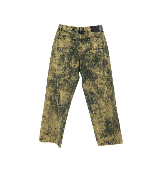 WASH BAGGY DENIM PANTS GREEN
