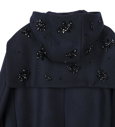 BACK FLAP COCOON DUFFLE COAT NAVY/JET