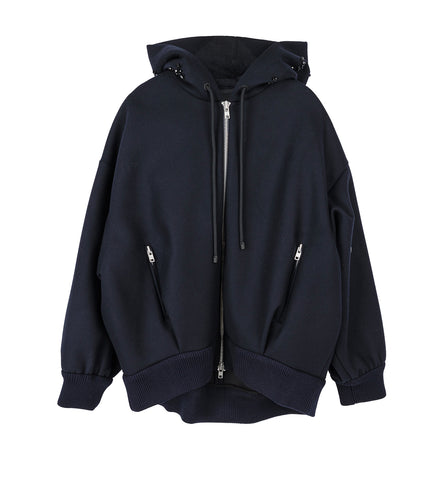 HOODED ZIP-UP BOMBER JACKET NAVY/JET