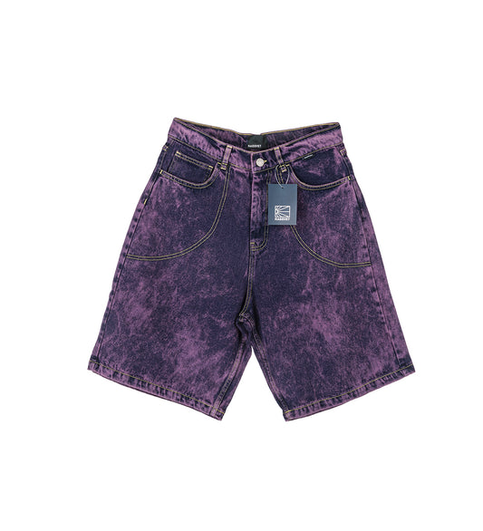 ACID WASH DENIM SHORTS PURPLE