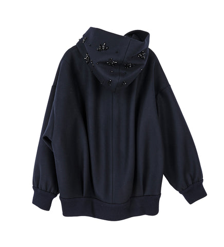 HOODED ZIP-UP BOMBER JACKET NAVY/JET