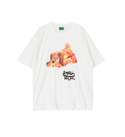 PRINTED TEE WATERCOLOR DOG WHITE