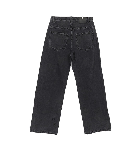 LOGO PATCH WIDE JEANS WASHED BLACK